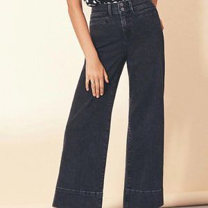 Wide Leg Cropped Black Jeans